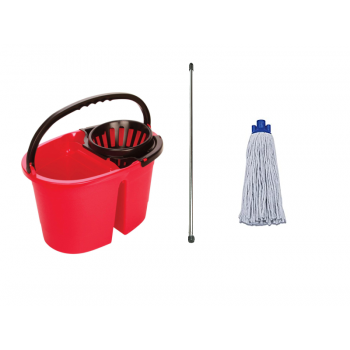Set for floor cleaning with double bucket