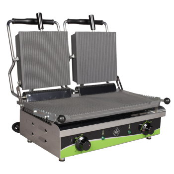 Електрически контактни грилове - тостер, оребрена плоча, две работни зони - T205