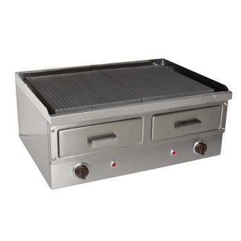 Електрическа скара тип плоча - гладка или оребрена  - две зони на управление 