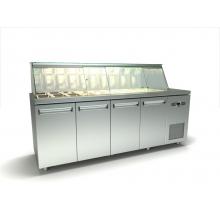 Хладилна работна маса с витрина - 4 врати - 20x1/4GN